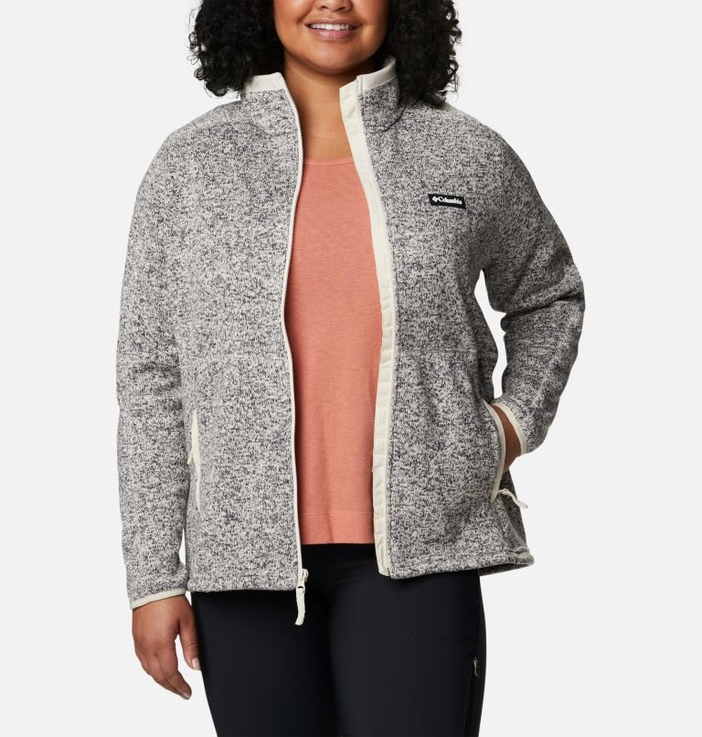 Women's Columbia Sweater Weather Full Zip Fleece Jackets Grey | Plus Size CA-OC5A3